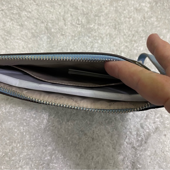 NWT Michael Kors Zip Clutch Wristlet Powder Blue